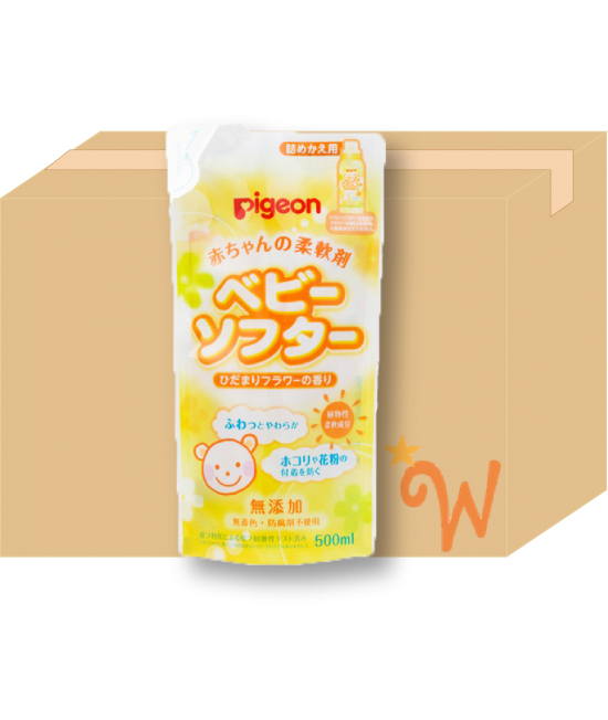 [原箱優惠] PIGEON 嬰兒衣物柔順劑 - 花香味補充裝 500ML x 12包